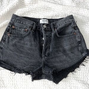 AGOLDE black high waisted button up denim shorts